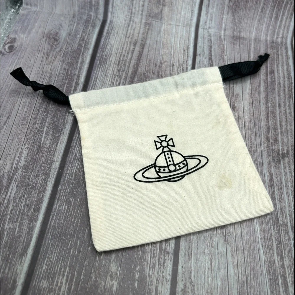 VIVIENNE WESTWOOD Soho Enamel Drop Logo Letter Earrings Blue Silver Crystal Orb - Picture 12 of 14